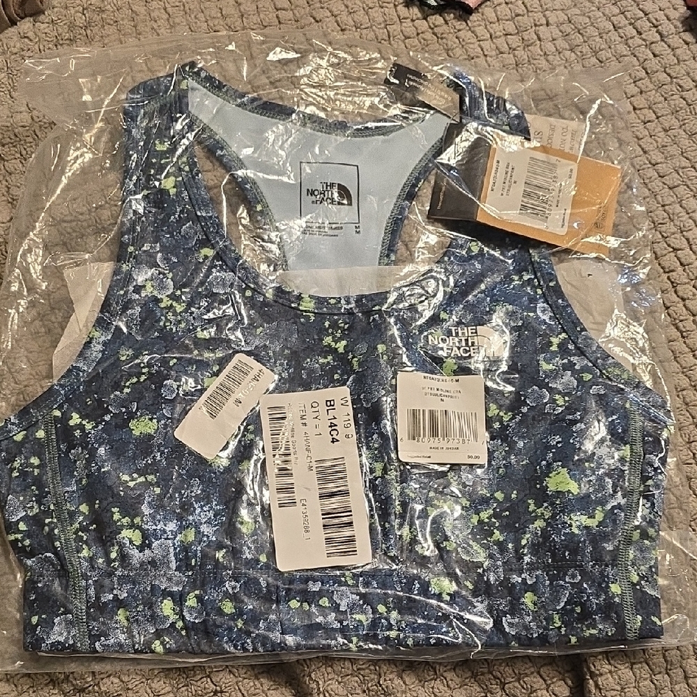 The North Face Women's Blue and Green Patterned Tank Top